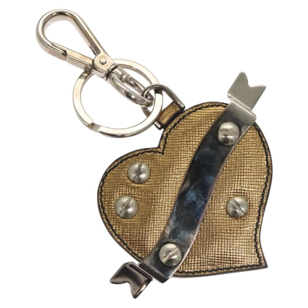 PRADA Key Holder Safiano leather Gold Tone Auth ac3756 - Picture 3 of 9